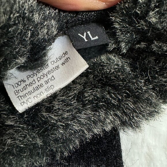 Bear Hands Fuzzy Paw Mittens W/ Non-Slip Grip & Thinsulate Lining Black Faux Fur - Picture 6 of 8